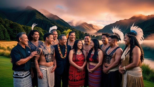 a diverse group of people in New Zealand, representing the mix of Pākehā and Māori cultures. meaning of pakeha